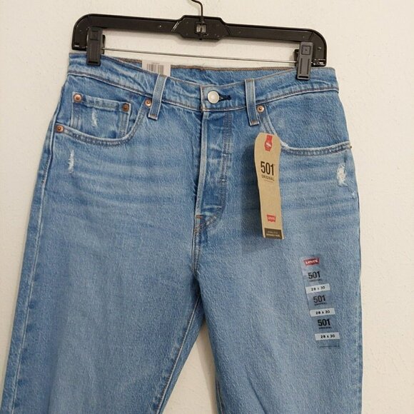 Levi's 501 Original High Rise Straight Fit Signature Button Fly Jeans 28x30 - Picture 3 of 7